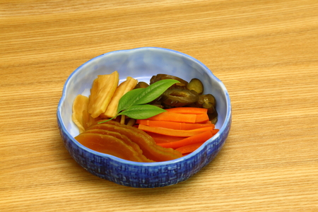 Japanese food, pickled in miso, Japanese pickled vegetablesの写真素材