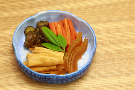 Japanese food, pickled in miso, Japanese pickled vegetablesの写真素材
