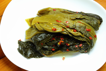 Takana pickled vegetables is Japanese cuisineの写真素材