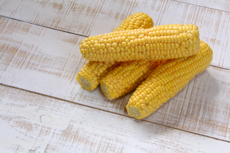 Sweet corn isolated on a white backgroundの写真素材