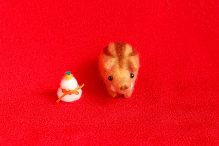 Dolls of boar. Japanese new year card.の写真素材