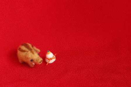Dolls of boar. Japanese new year card.の写真素材