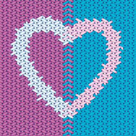 Valentine\'s day design based on embroidery and woven pattern with heart symbolのイラスト素材