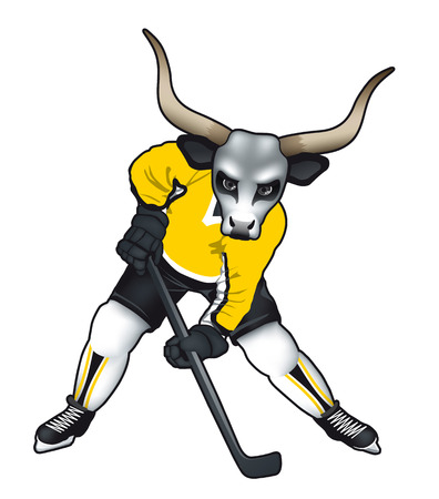 Vector illustration of a bull mascot for ice hockey team or .のイラスト素材