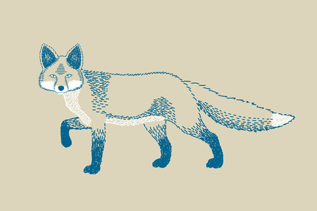 Monochromatic fox drawのイラスト素材