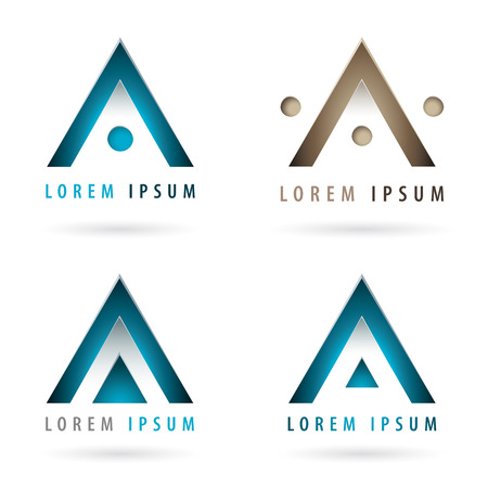 Set of dynamic logos with arrow or triangle shapeのイラスト素材