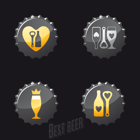 Beer and pub icons, signs, symbols and design elements setのイラスト素材