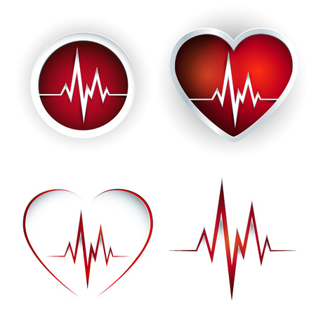 heart shaped design element with heartbeat in 3D realistic styleのイラスト素材