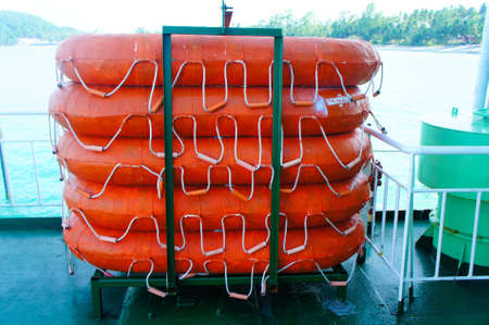 Emergence pontoon in the shipの写真素材