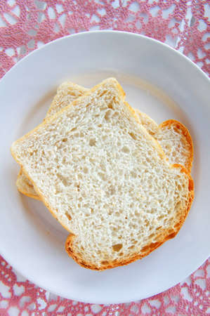 Bread in the white dish