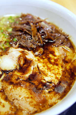 Japanese noodle with pork and mushroomの写真素材