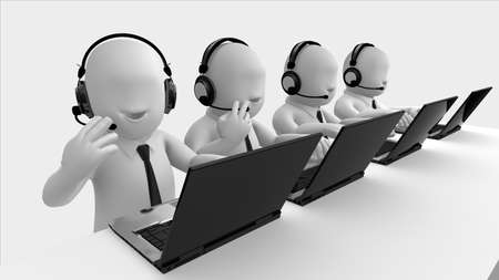 3d man working the laptop on the tableの写真素材