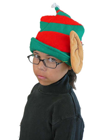 Girl wearing Elf Hatの写真素材