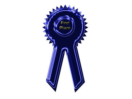 Blue ribbon with wordsの写真素材