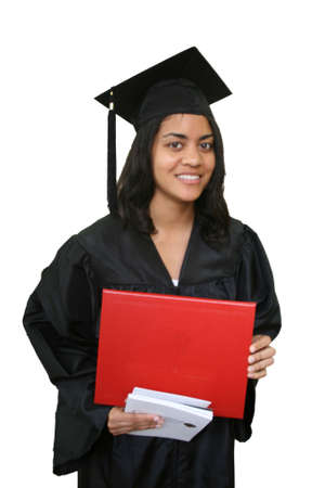 Graduate holding her diplomaの写真素材