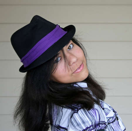 Portrait of a teenaged girlの写真素材