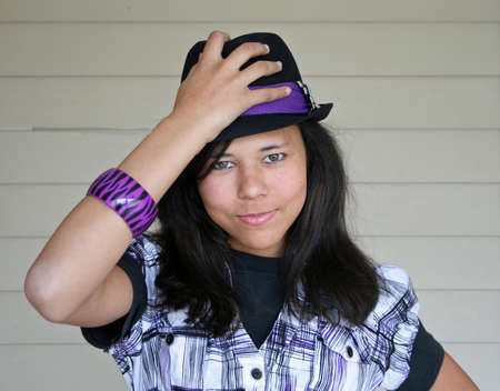 Portrait of a teenaged girlの写真素材