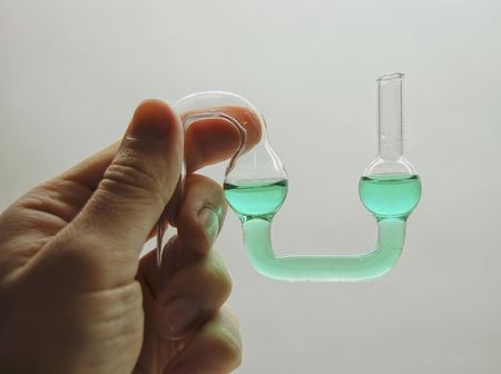 Tube in the handの写真素材