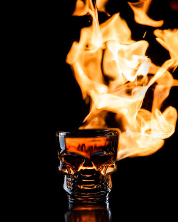 rum and flame in dark colorsの写真素材