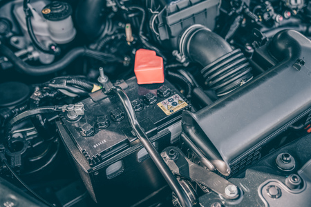 Putrajaya, Malaysia - February 17, 2019: New car perodua aruz engine look focusing on the car...