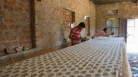 BAGRU, JAIPUR, Rajasthan, India â€“ DEC, 2016: Block Printing for Textile in India. Block...