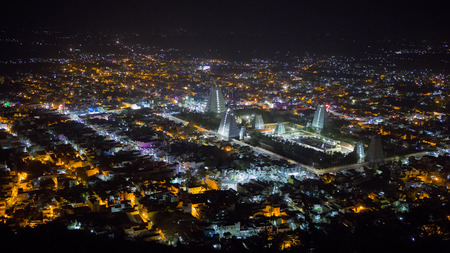 Top view of the Tiruvannamalai city and Arunacheshvara Temple. View of  Indian Shiva Temple from Arunachala hill. Beautiful Panoramic view of the holy city in Tamil Nadu. Spiritual and Religious of Indiaの写真素材