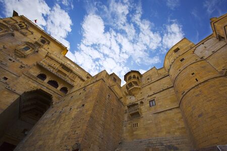 Jaisalmer Fort in India. Beautiful Ancient Indian fortification Architecture. Hill Forts of Rajasthan. View of the military indian fort.の写真素材