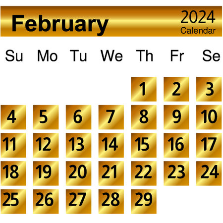 The month of February 2024 calendar. the calendar for february 2024 on a white backgroundのイラスト素材