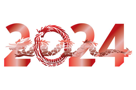 Happy New Year 2024. 2024 dragon new year design. Chinese zodiac symbol of the year of the rooster.のイラスト素材