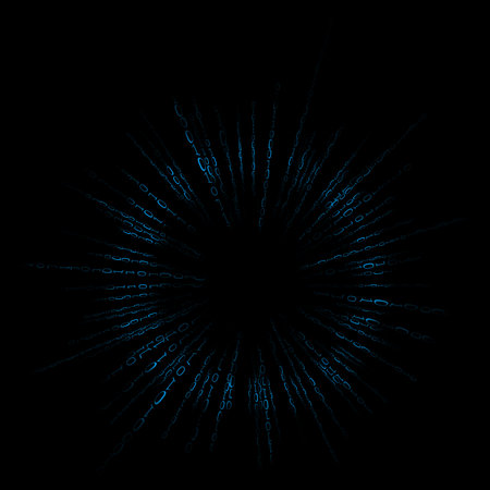 binnary bit glow blue circle hud holographic transparent background