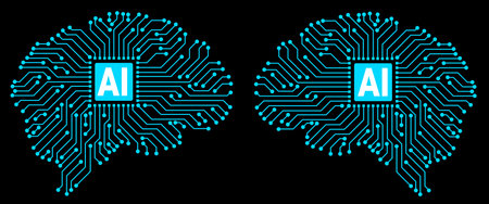 Artificial intelligence concept. Brain human with artificial intelligence symbol.