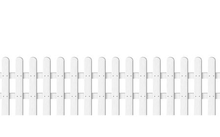 seamless wooden fence isolated on white or transparent background. vector illustration of realistic endless white picket fence background. farm barrier. Wooden bordering garden. timber fencingのイラスト素材