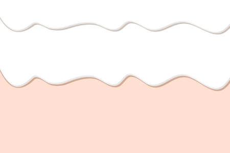 dripping cream, ice cream, yogurt or milk vector banner or poster template. White creamy drips. cute cartoon design. Beautiful pink background with flowing liquid cream, ice cream, glaze, chocolate.のイラスト素材