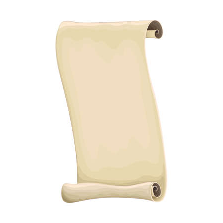 vintage blank Scroll banner vector cartoon illustration. Ancient paraschment, old paper scroll, papyrus, manuscript, map icon isolated on white. great for game design history, religion, wisdom themeのイラスト素材