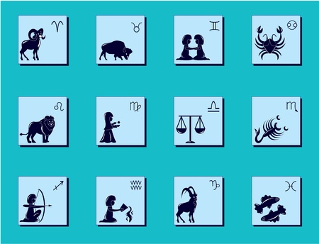 Zodiac signs and pictures for horoscopeのイラスト素材