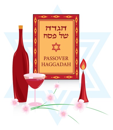 congratulations to the Jewish holiday of Passover, and a few characters for the Passover Sederのイラスト素材