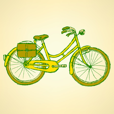 Sketch bicycle, vector vintage background のイラスト素材