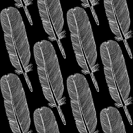 Sketch feather, vector vintage seamless pattern のイラスト素材