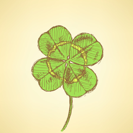 Sketch clover, vector vintage background, saint Patrick day symbolのイラスト素材