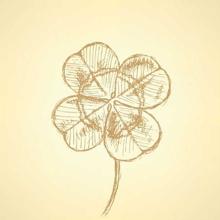 Sketch clover, vector vintage background, saint Patrick day symbolのイラスト素材