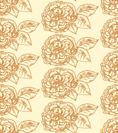 Sketch rose with leavesのイラスト素材