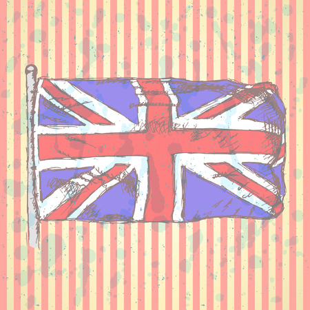 Sketch Unaited Kingdom flag, vector vintage backgroundのイラスト素材