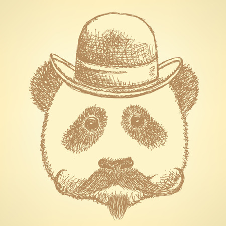 Sketch panda in hat with mustache vintage background

のイラスト素材
