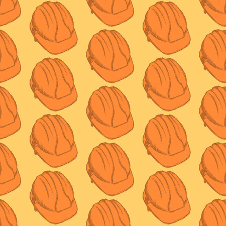 Sketch helmet, vector vintage seamless pattern のイラスト素材