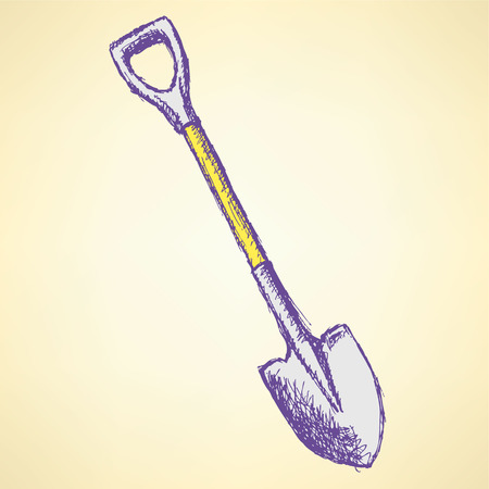 Sketch shovel on vintage backgroundのイラスト素材