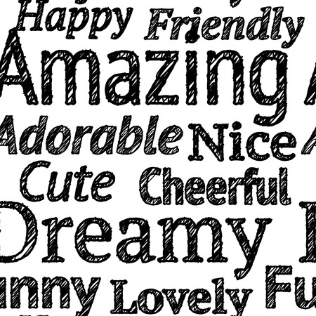 Vector sketch letters, nice words seamless patternのイラスト素材
