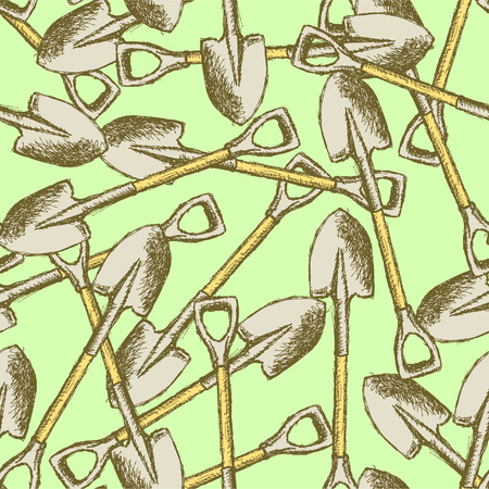 Sketch garden shovel vintage seamless pattern

のイラスト素材