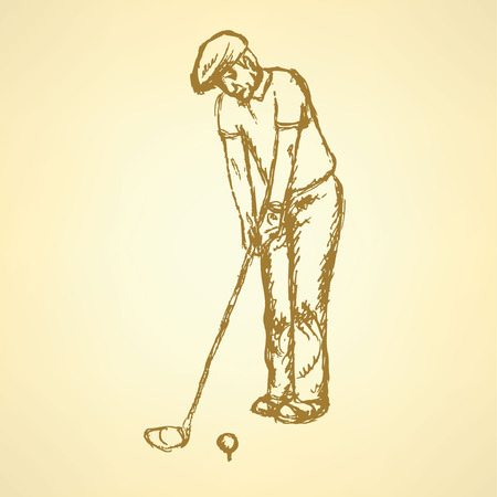 Sketch golfertargeting to hit the ball
のイラスト素材