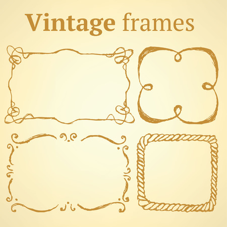 Sketch set of frames in vintage styleのイラスト素材