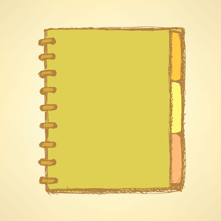 Sketch notebook with spiral, background in  vintage  styleのイラスト素材